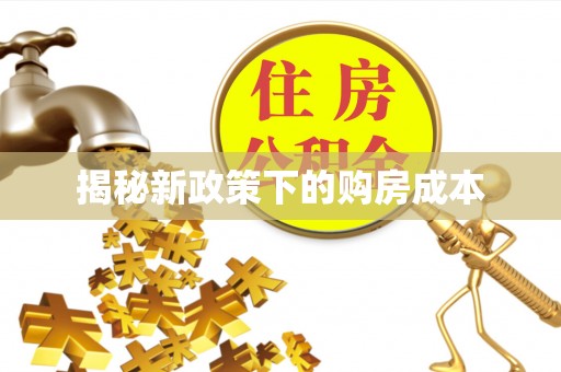 企石揭秘新政策下的购房成本